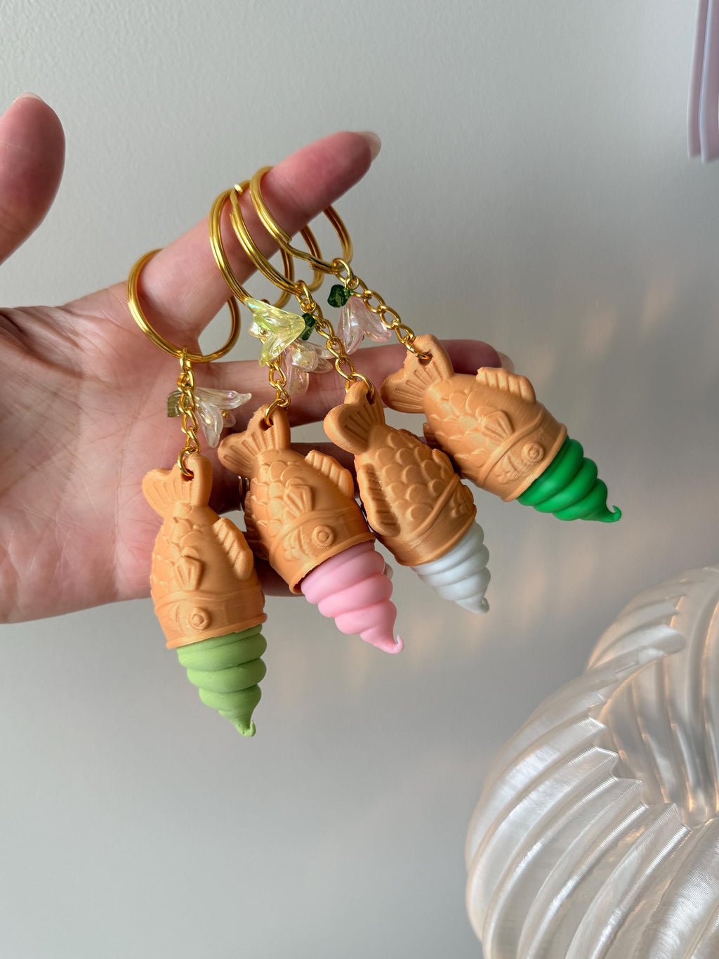 Taiyaki Ice Cream Fidget Clicker Keychain | 3D Printed Japanese Dessert Toy (Silent or Clicky)