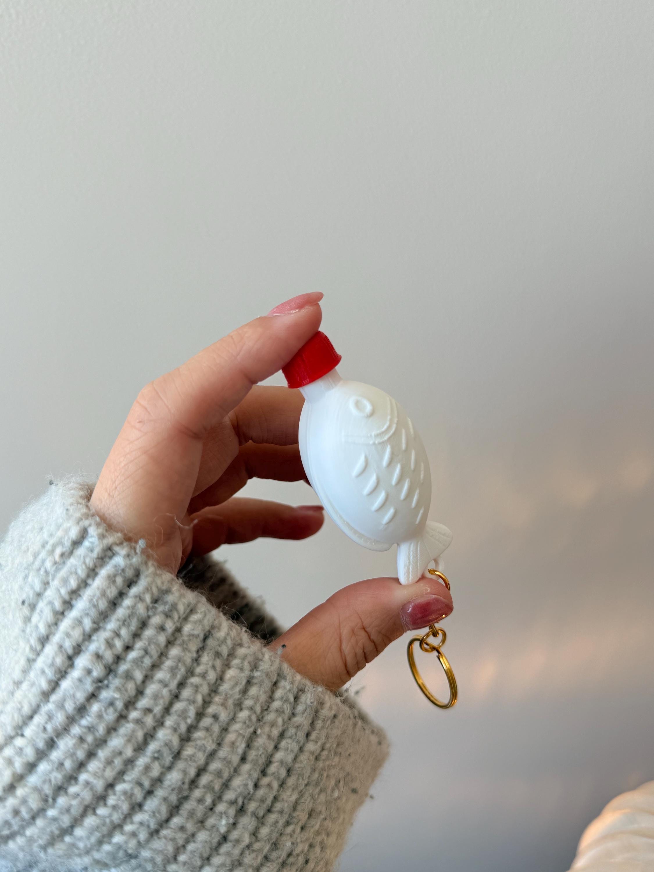 Soy Sauce Fish Bottle Keychain | 3D Printed Kawaii Desk Fidget Clicker