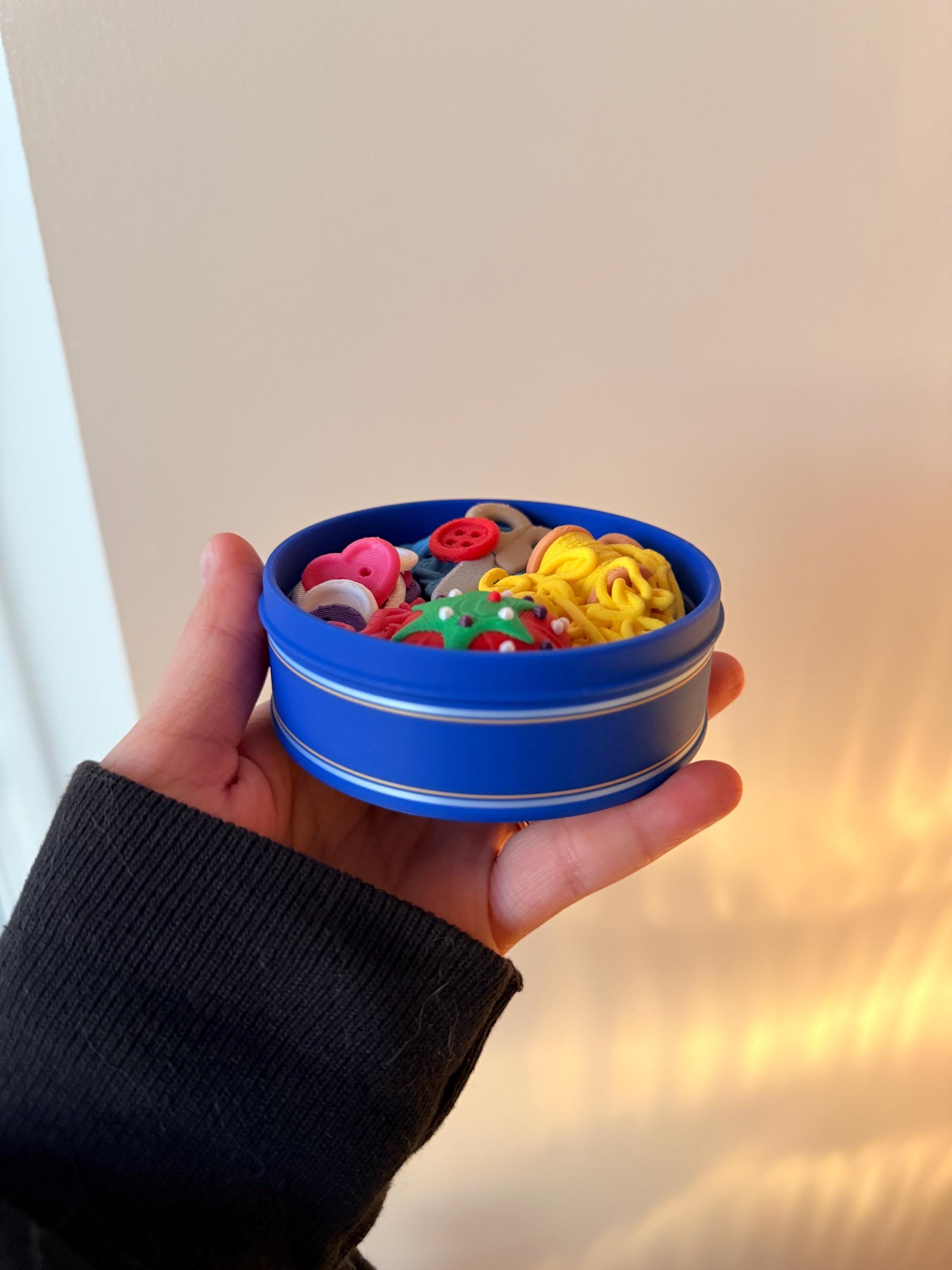 Blue Tin Sewing Kit Fidget Clicker | Nostalgic Desk Sensory Toy