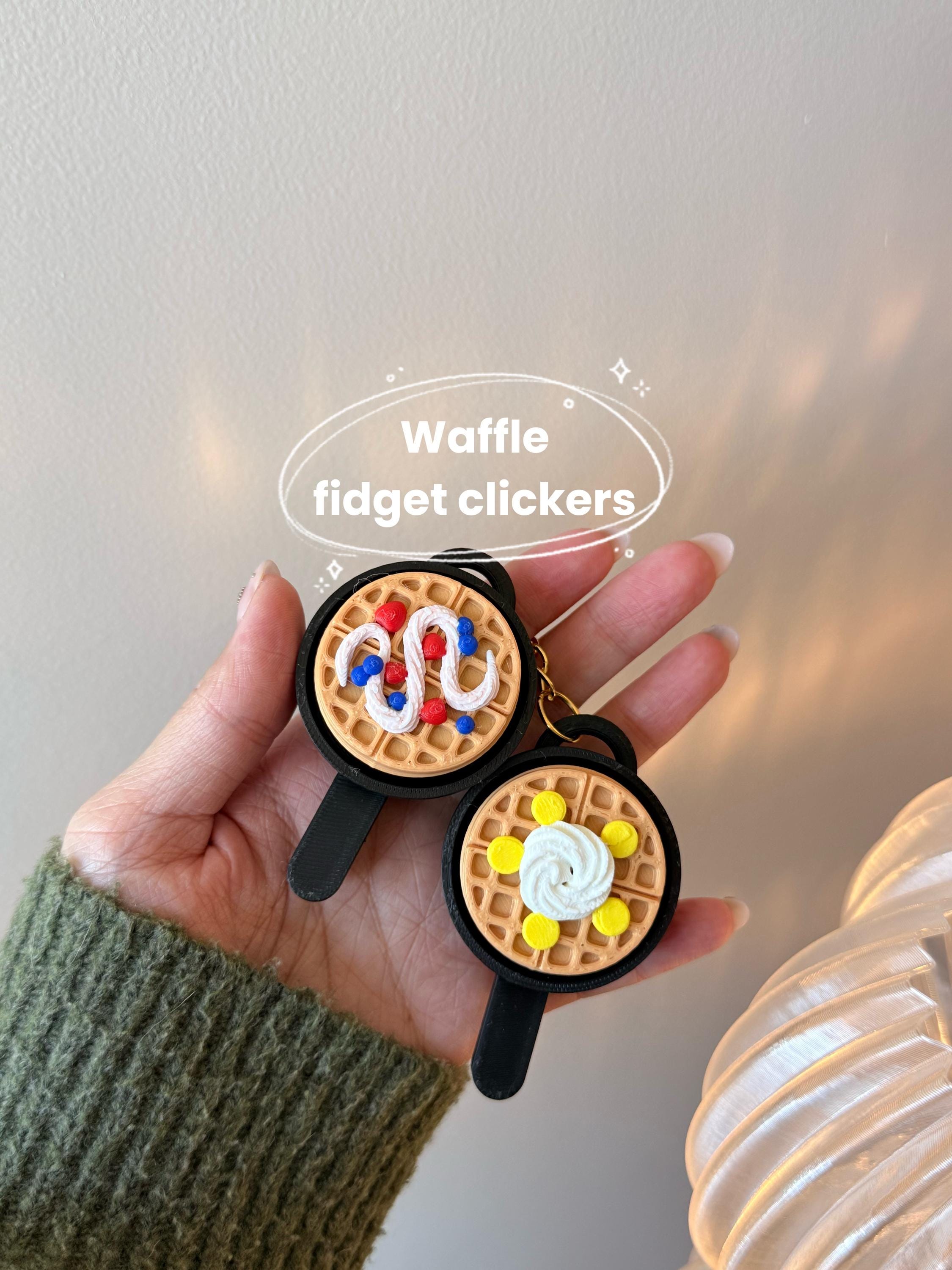 3D Printed Tactile Waffle Fidget Clicker Keychain