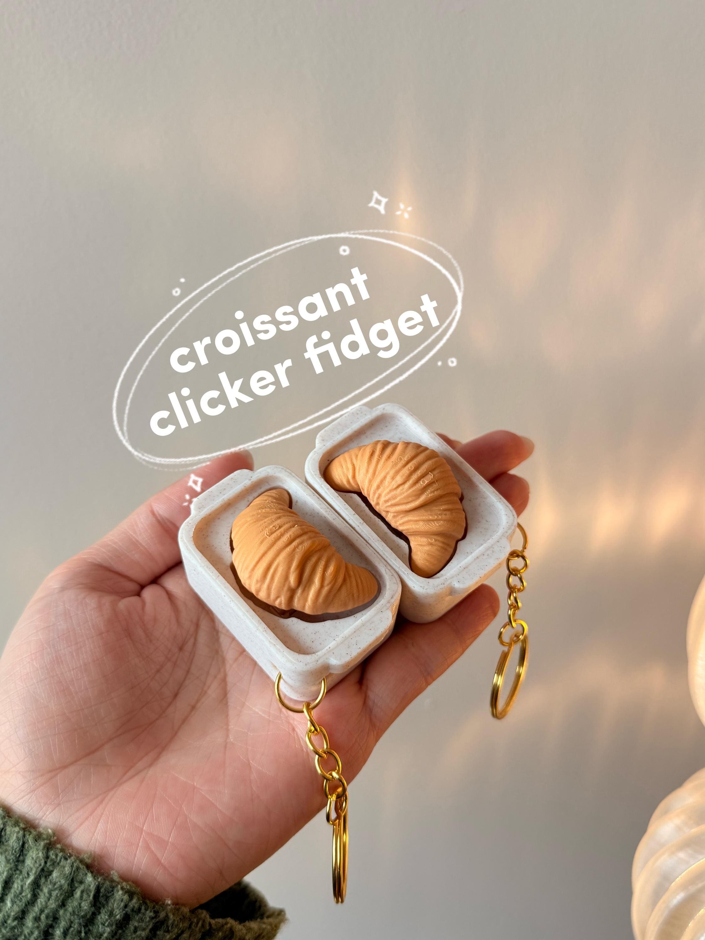 Croissant Clicker Keychain | Tactile Fidget Toy & Mini Pastry Accessory