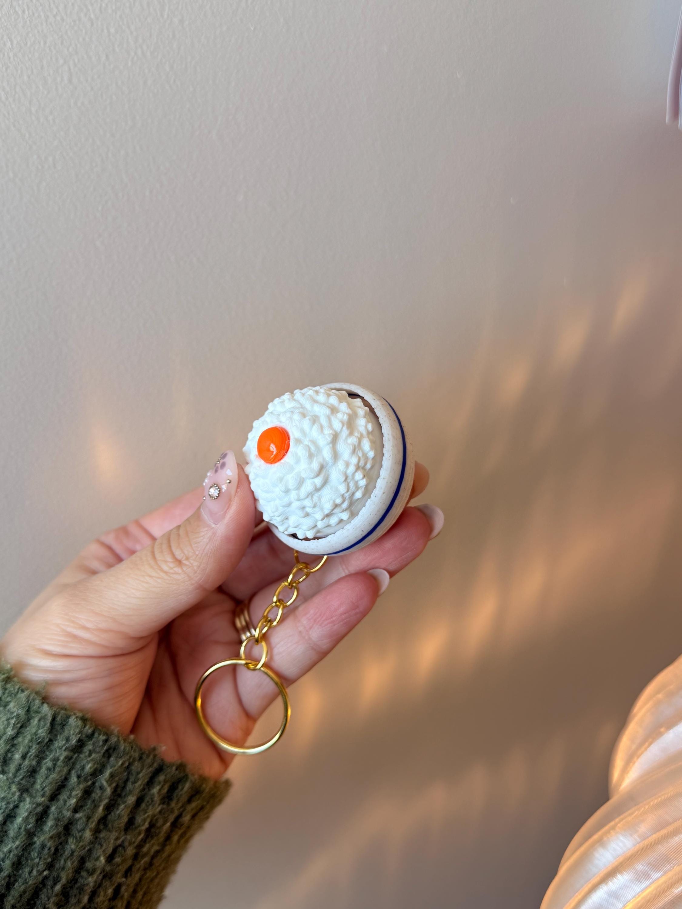 Rice with Egg Fidget Clicker Keychain | 3D Printed Tamago Gohan Toy (Silent or Clicky)
