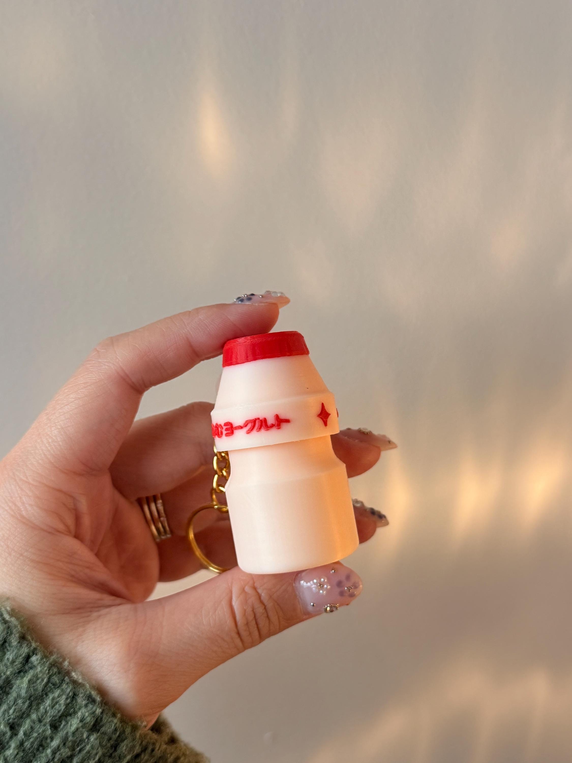Yakult-Inspired Fidget Clicker Keychain | 3D Printed Kawaii Yogurt Drink Toy (Silent or Clicky)
