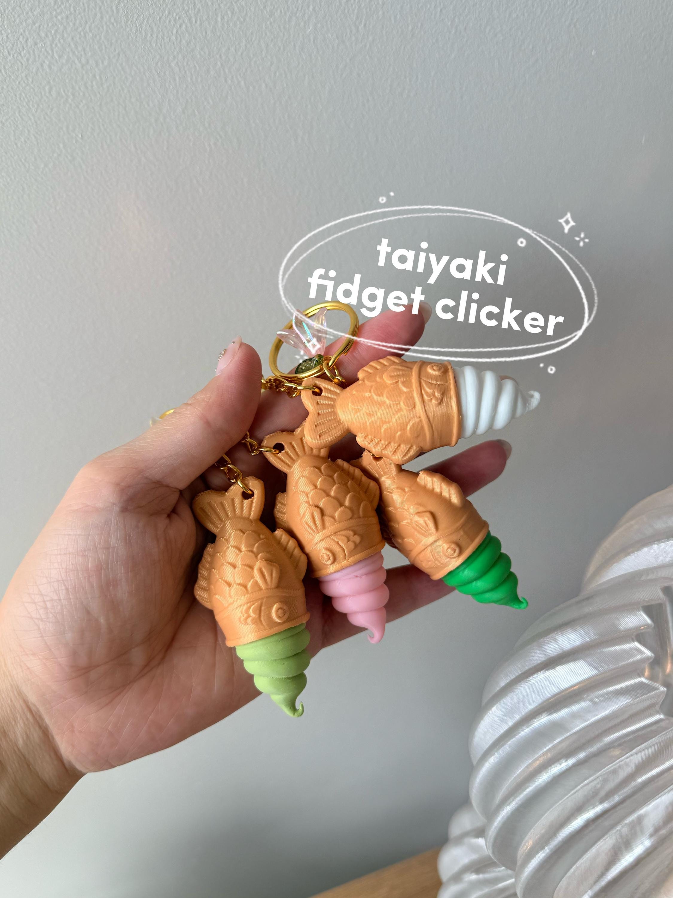 Taiyaki Ice Cream Fidget Clicker Keychain | 3D Printed Japanese Dessert Toy (Silent or Clicky)
