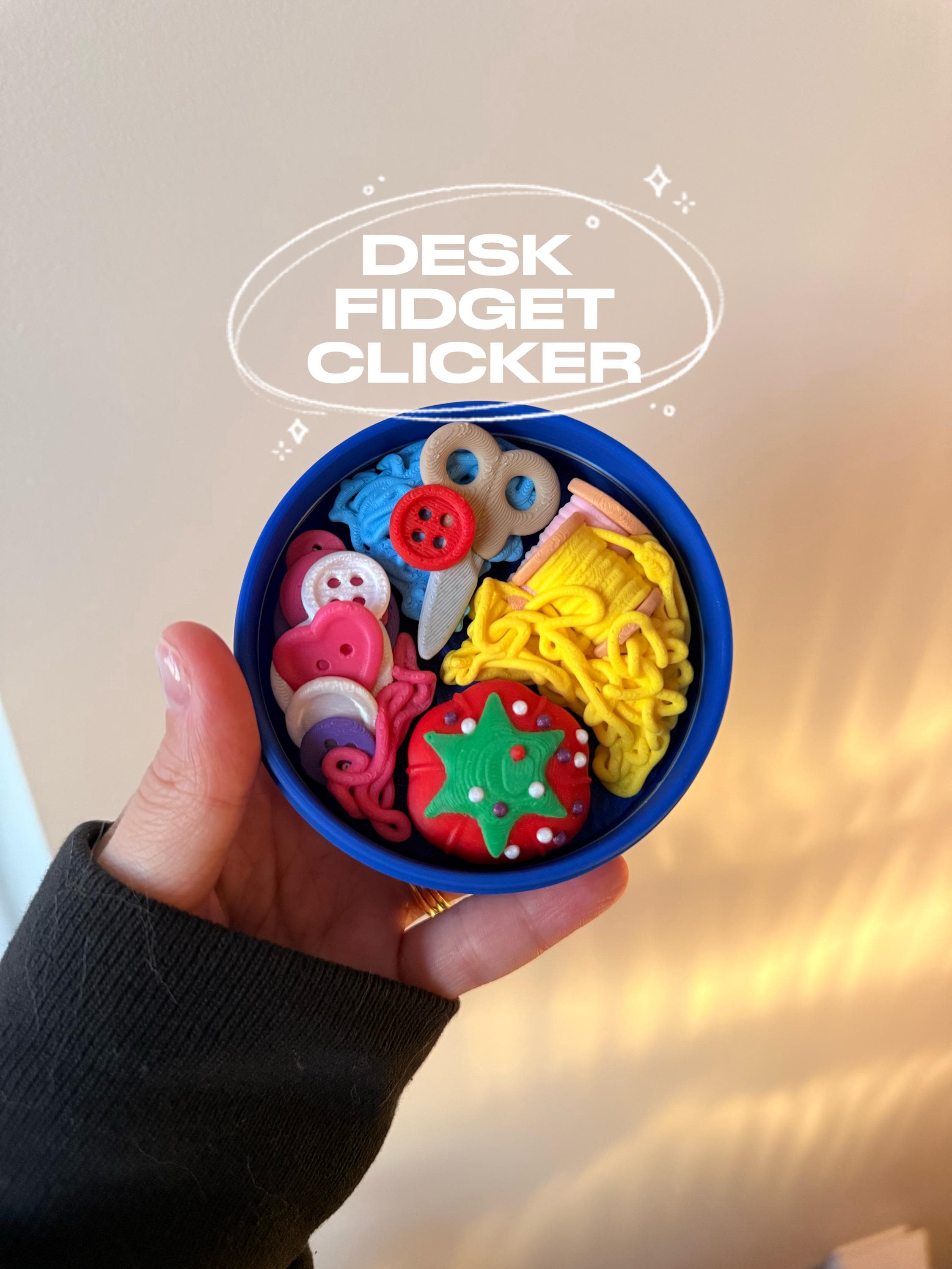 Blue Tin Sewing Kit Fidget Clicker | Nostalgic Desk Sensory Toy