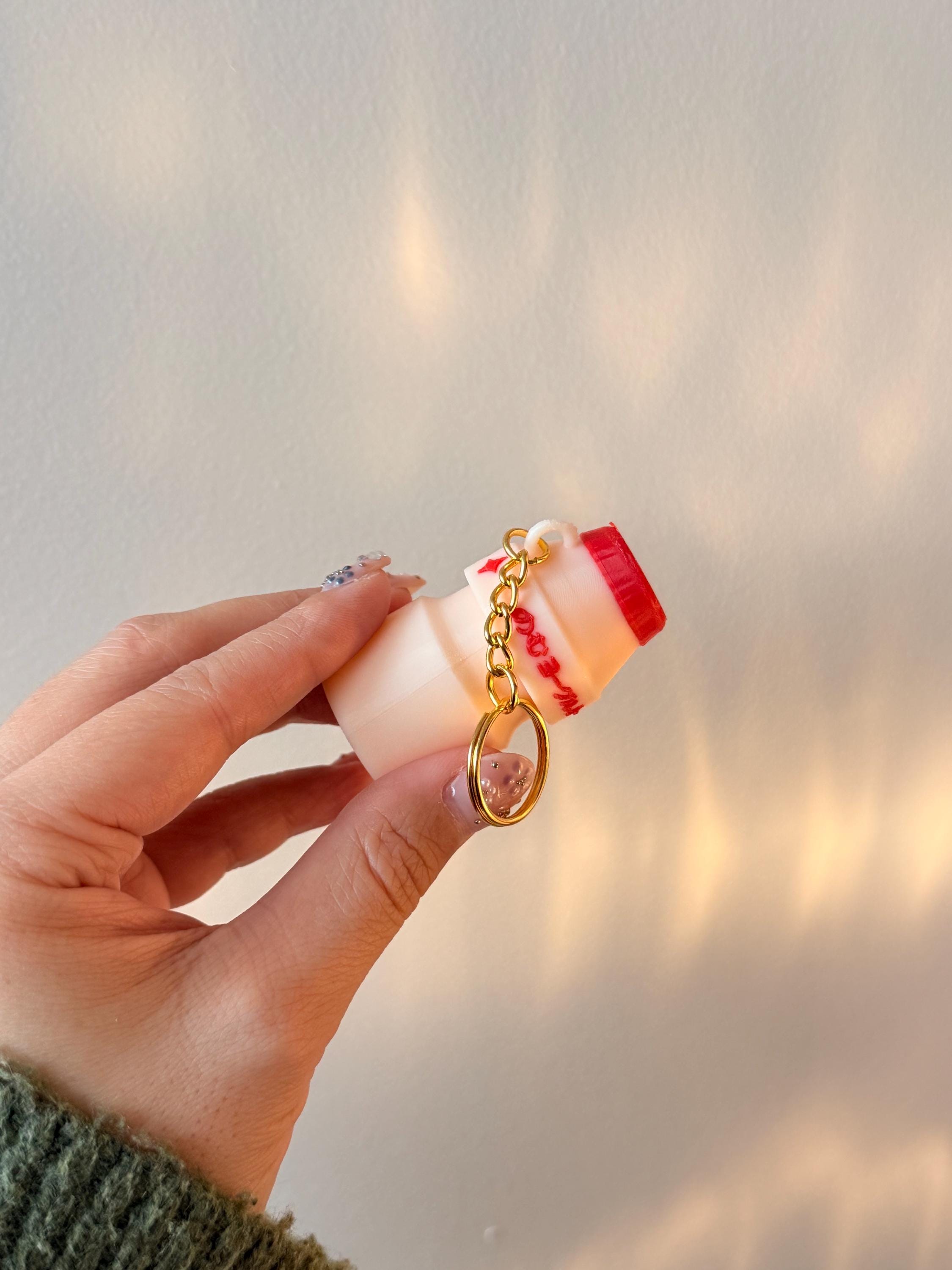 Yakult-Inspired Fidget Clicker Keychain | 3D Printed Kawaii Yogurt Drink Toy (Silent or Clicky)