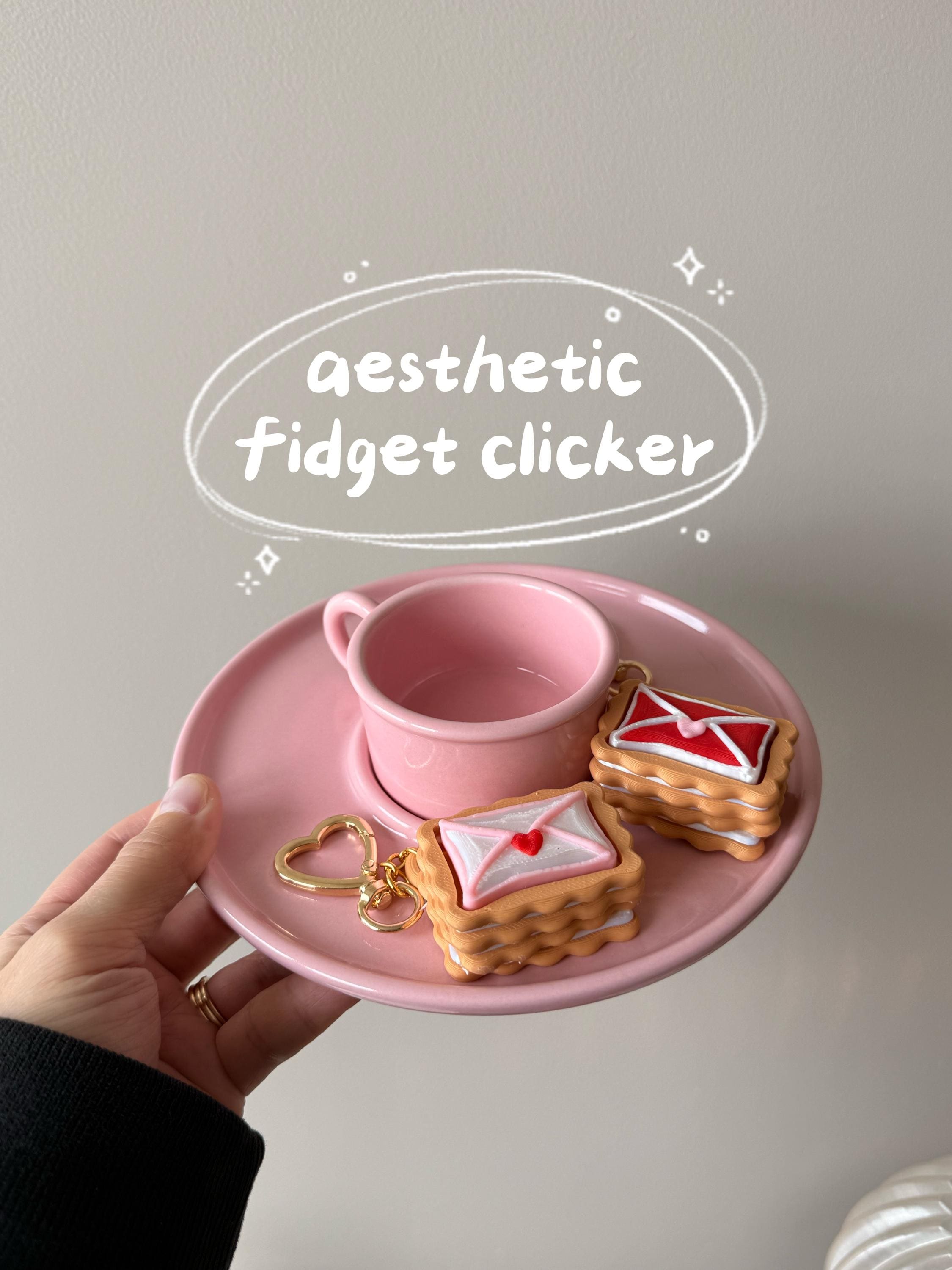 Love Letter Cookie Clicker Fidget | Valentine Envelope Desk Toy | Cute 3D Printed Clicker
