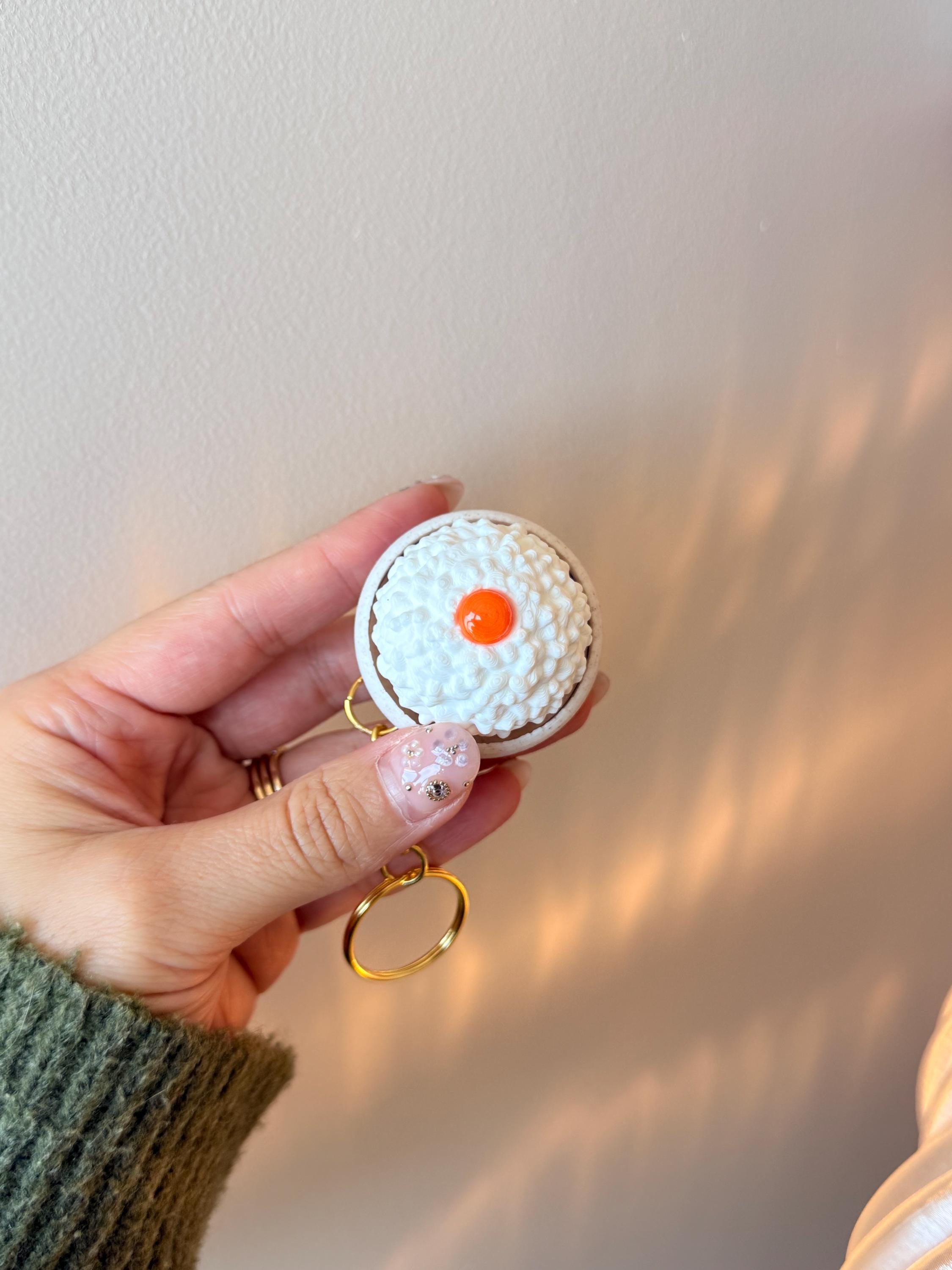 Rice with Egg Fidget Clicker Keychain | 3D Printed Tamago Gohan Toy (Silent or Clicky)